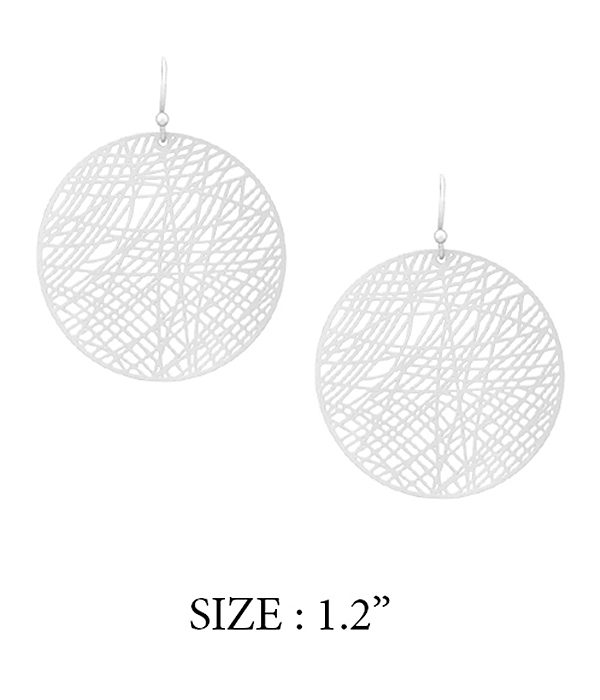 Paper thin metal filigree disc earring