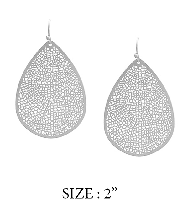 PAPER THIN METAL FILIGREE TEARDROP EARRING