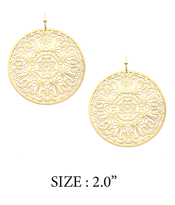 PAPER THIN METAL FILIGREE DISC EARRING