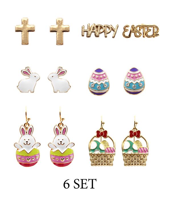 EASTER DAY THEME 6 PAIR EARRING SET