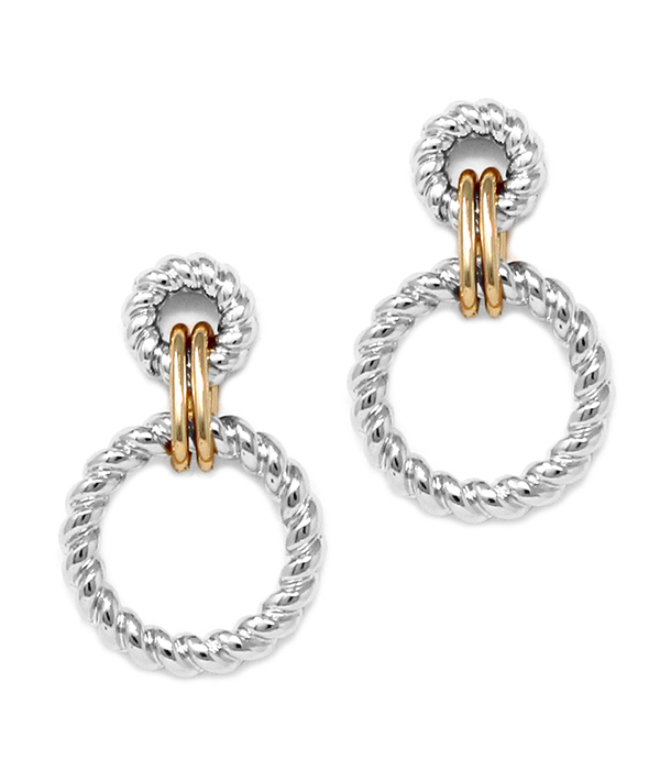 Metal rope hoop drop earring