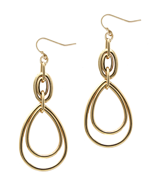 Multi metal chain teardrop earring