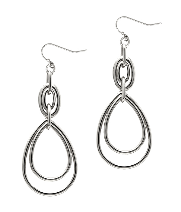 MULTI METAL CHAIN TEARDROP EARRING