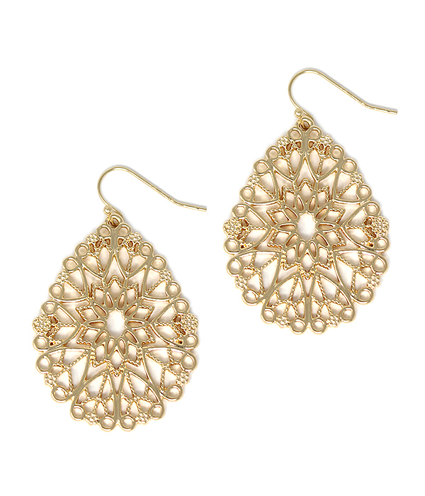 METAL FILIGREE TEARDROP EARRING