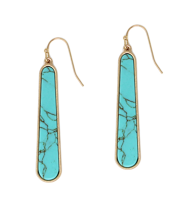 SEMI PRECIOUS STONE BAR DROP EARRING