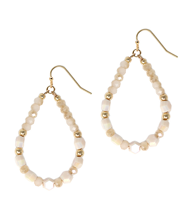 Multi facet stone teardrop earring