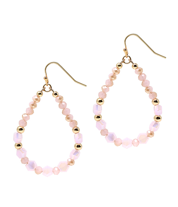 Multi facet stone teardrop earring