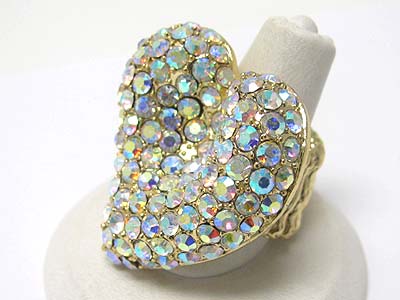 Large crystal heart stretch ring -valentine