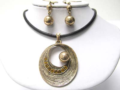 Crystal and metal ball deco metal art pendant neckalce earring set erarring set