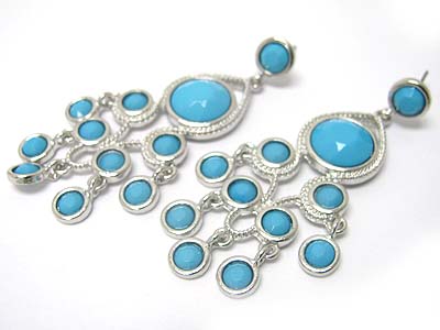 Crystal and facet glass stone cascade drop earring