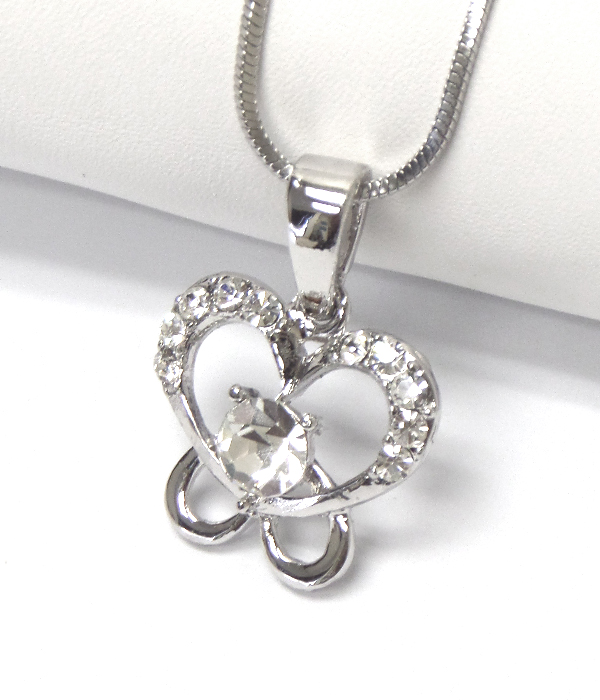 Made in korea whitegold plating crystal butterfly pendant necklace