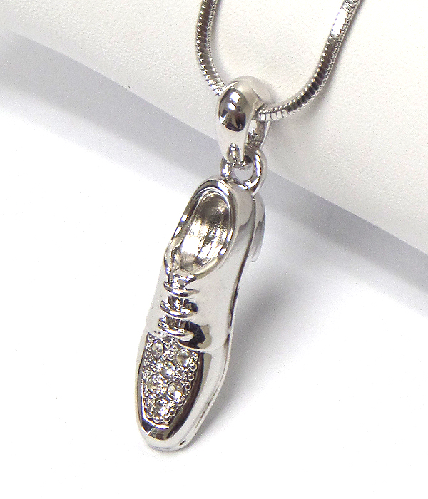 Made in korea whitegold plating crystal dressing shoe pendant necklace