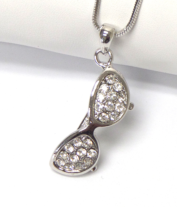 Made in korea whitegold plating crystal sunglasses necklace