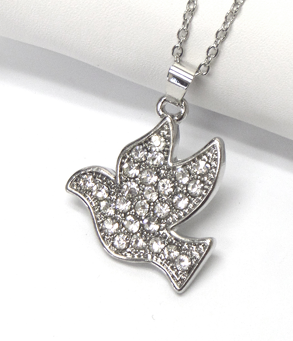 Crystal stud dove necklace