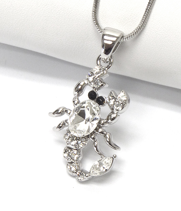 Made in korea whitegold plating crystal lobster pendant necklace