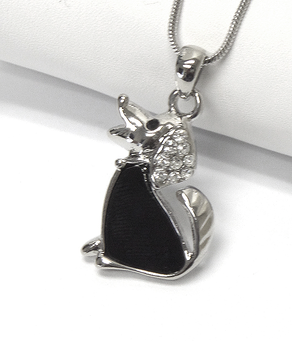 Made in korea whitegold plating crystal and acryl deco dog pendant necklace