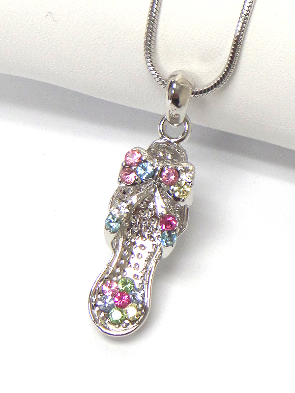 Made in korea whitegold plating crystal deco women sandal pendant necklace