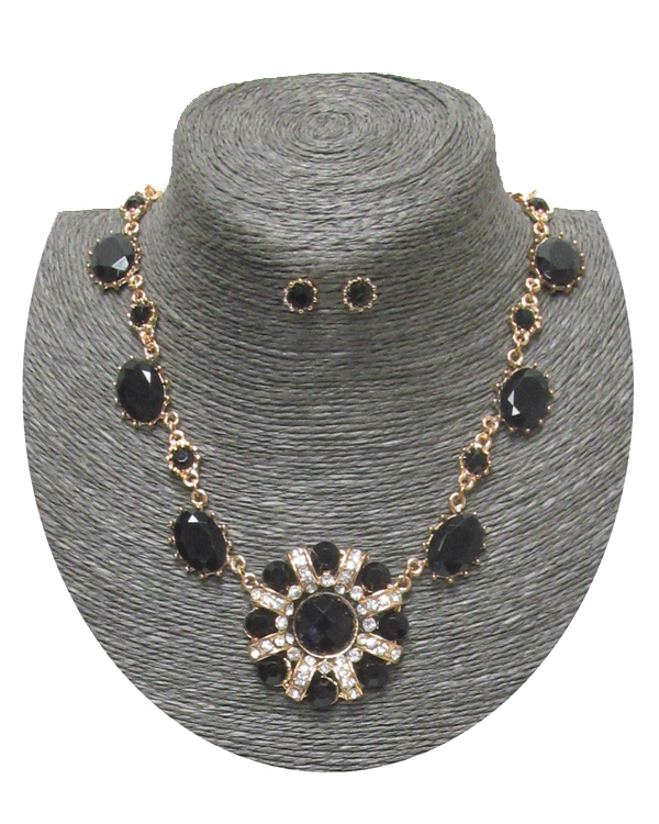 Crystal flower necklace set