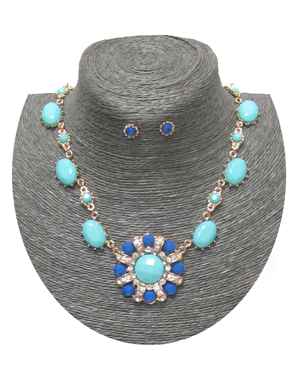 Crystal flower necklace set