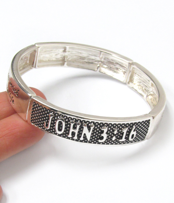 Religious inspiration message stretch bracelet - john 3:16