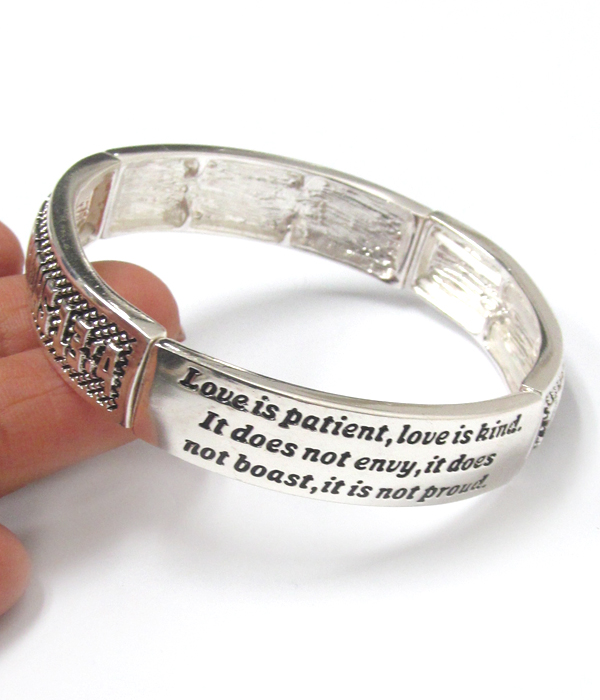 Religious inspiration message stretch bracelet - love