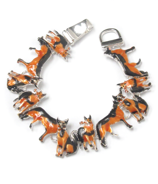 Linked dog figures magnetic bracelet 