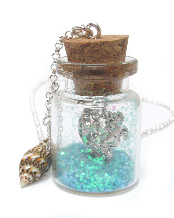 Sealife in a bottle necklace