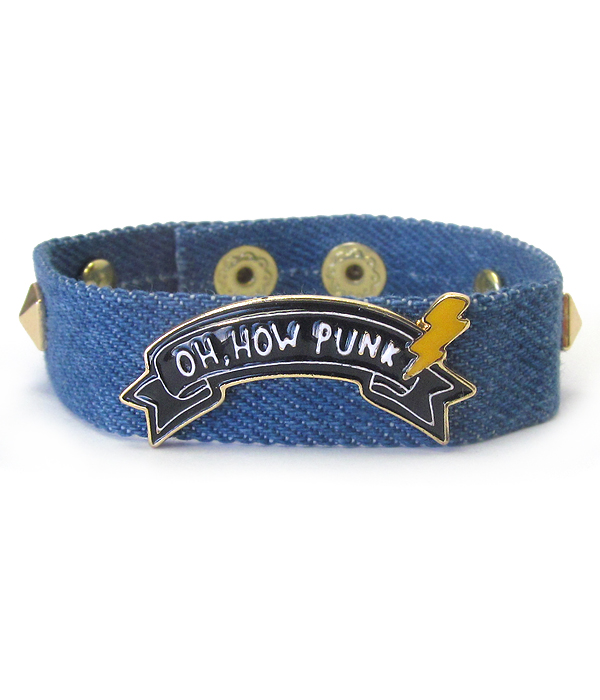 DENIM SPIKE BRACELET - OH HOW PUNK