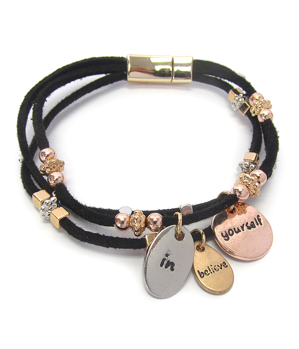 Religious inspiration multi leather magnetic bracelet - believe in yourself