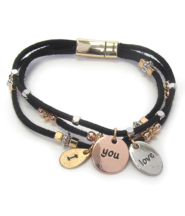 Religious inspiration multi leather magnetic bracelet - i love you