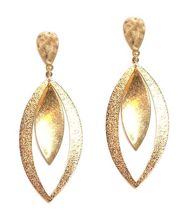 Textured metal drop earring