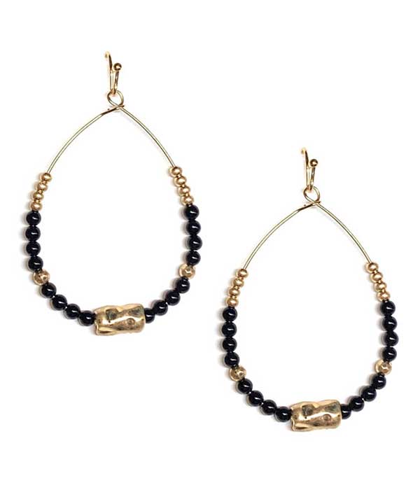 Multi semi precious stone wire teardrop earring