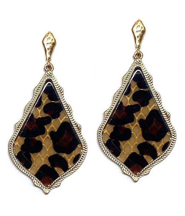 Facet stone drop earring