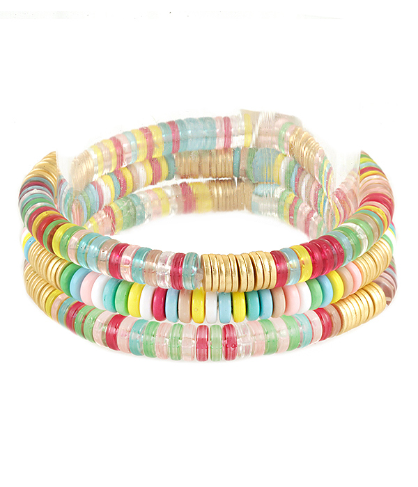 Multi mixed bead 3 stretch bracelet set