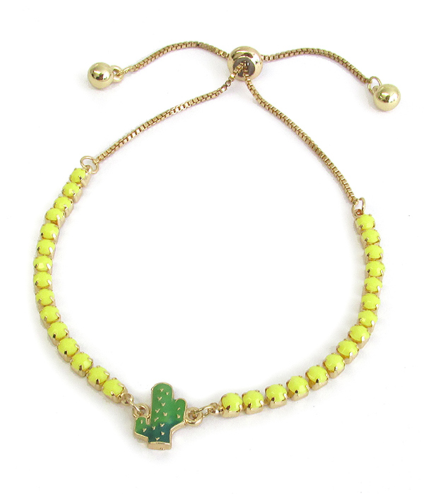 Epoxy cactus pull tie bracelet