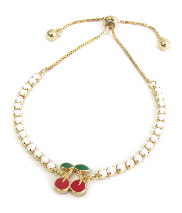 Epoxy cherry pull tie bracelet