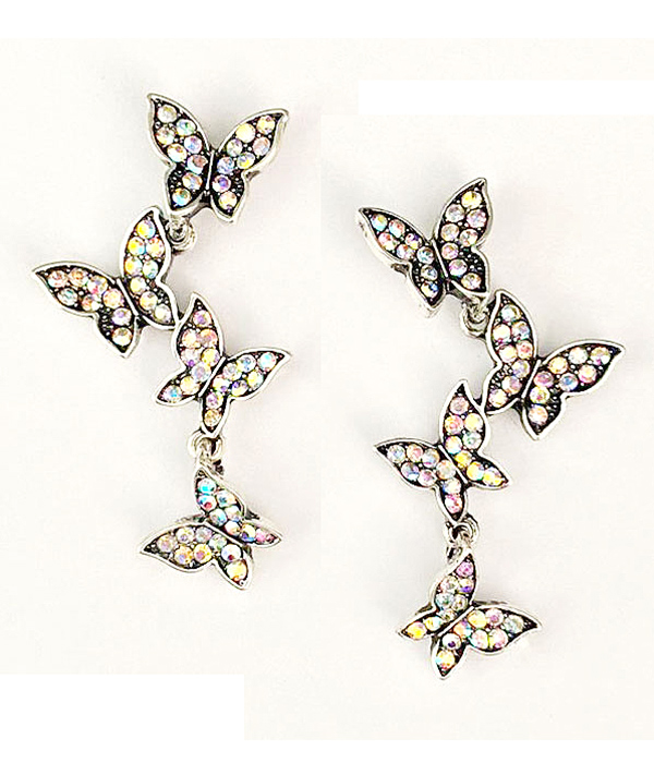 Multi stone butterfly earring