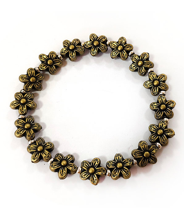 MULTI PUFFY FLOWER STRETCH BRACELET