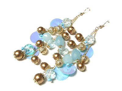 Bead & disk drop earring