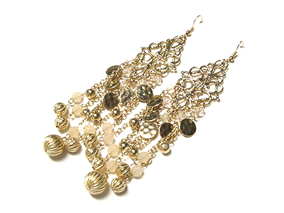 Bead & disk drop earring