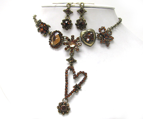 Luxury austrian crystal vintage necklace earrign set