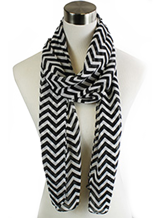 Simply chevron chiffon scarf - 100% polyester