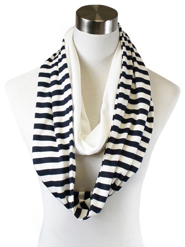 Stripe solid combie infinity scarf - 25% viscose 75% polyester