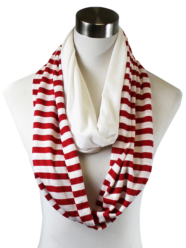 Stripe solid combie infinity scarf - 25% viscose 75% polyester