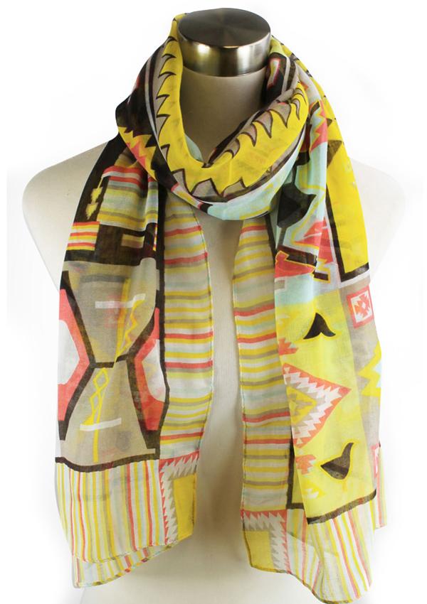 Aztec pattern print infinity scarf - 100% polyester -western