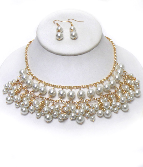 Multi pearl layered necklace set 