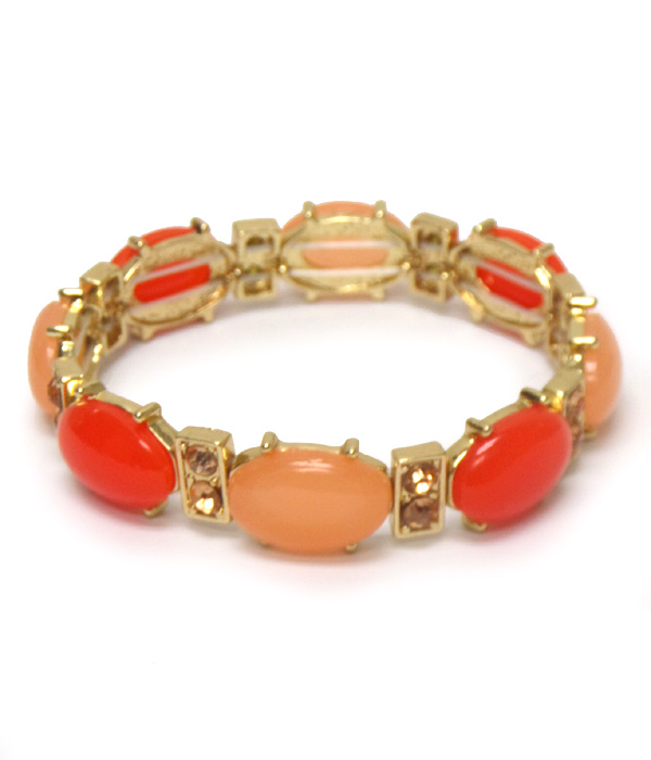 Linked epoxy stones with crystals bracelet