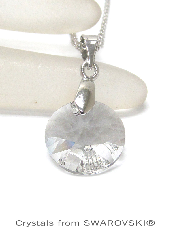 Genuine swarovski crystal semplice round cut pendant necklace - handcrafted in the usa - crystal