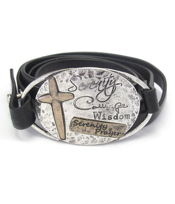 Religious inspiration leatherette wrap bracelet - serenity prayer