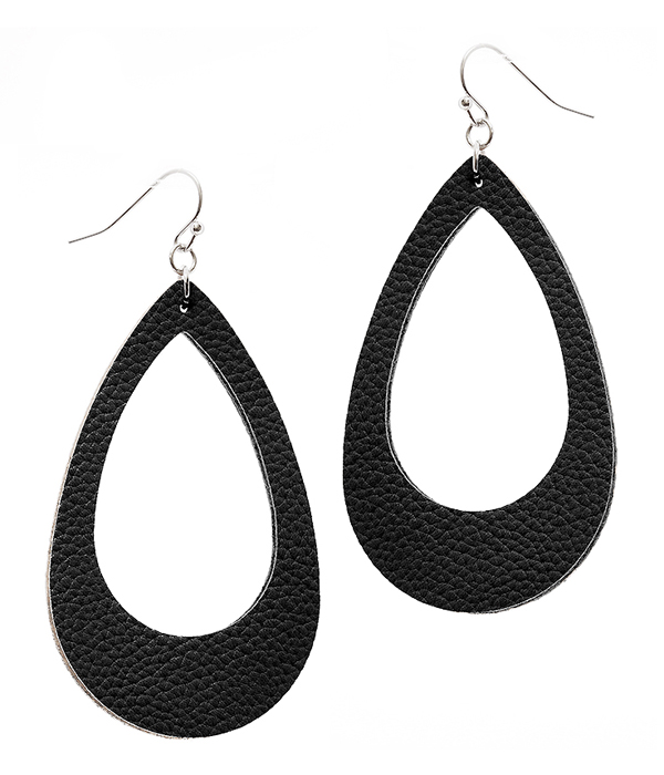 Leatherette teardrop earring